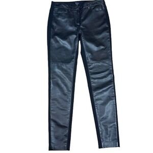 Worth New York Black‎ Leather Front Panel Skinny Pants Edgy Office Siren Size 6